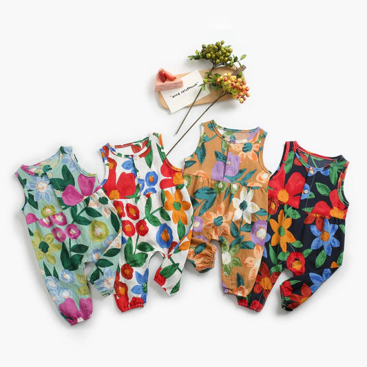 Baby Girls Sleeveless Jumpsuits