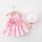 Plaid Baby Girls Dresses With Hat