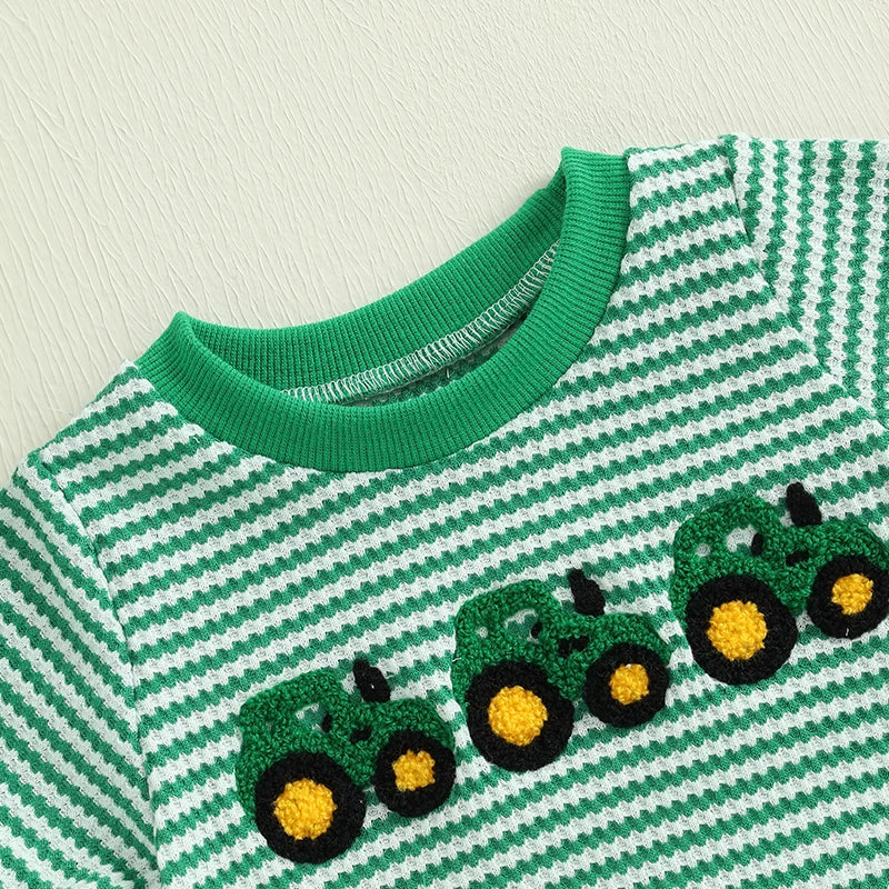 Baby Boys Waffle Truck Embroidery Rompers