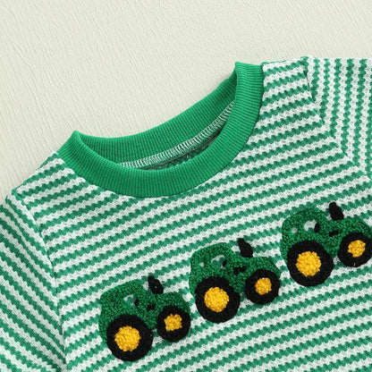 Baby Boys Waffle Truck Embroidery Rompers