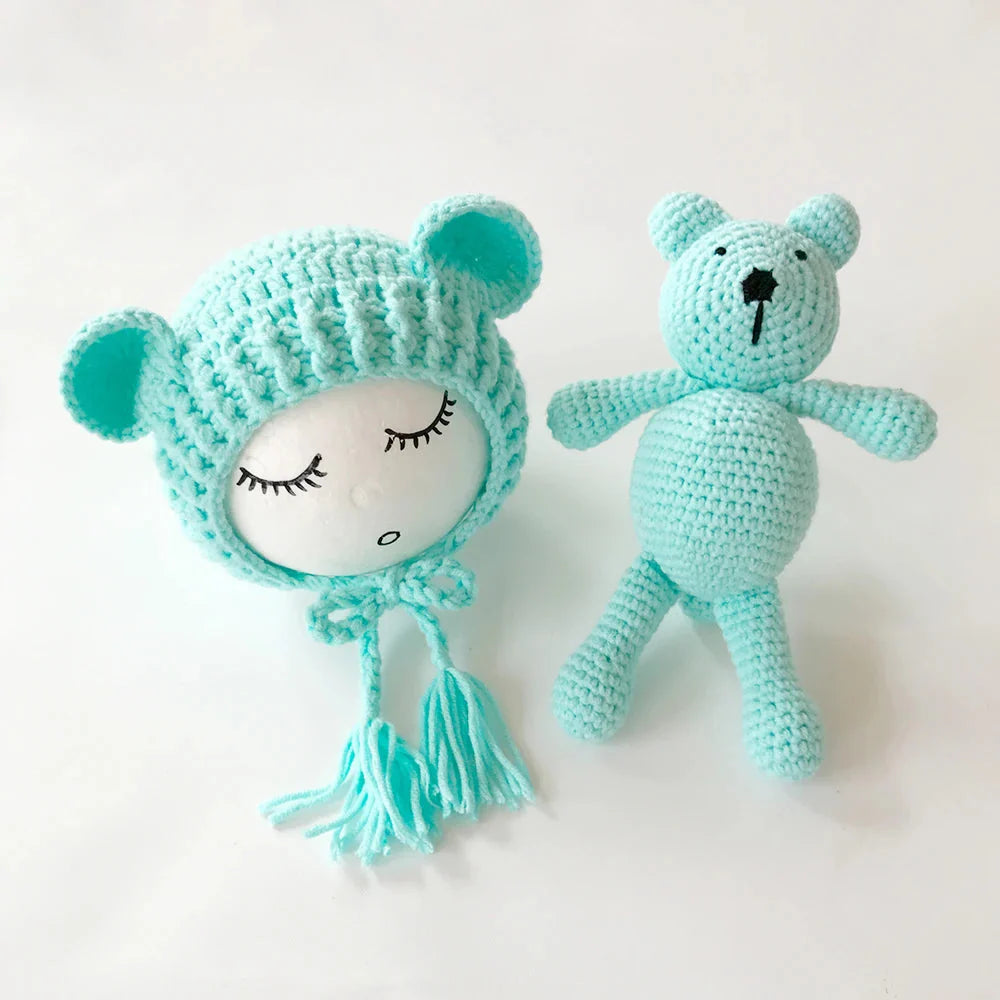 Bear and Baby Cap Newborn Photography Accessories