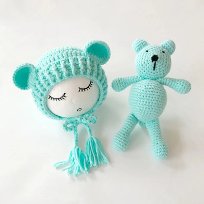 Bear and Baby Cap Newborn Photography Accessories