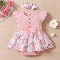 Baby Girl Pink Romper Dress & Headband