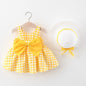 Plaid Baby Girls Dresses With Hat