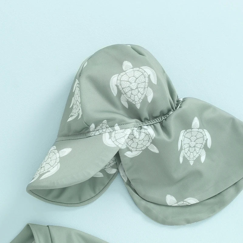 Baby Boys Long Sleeve Swimsuit Caps Beachwear