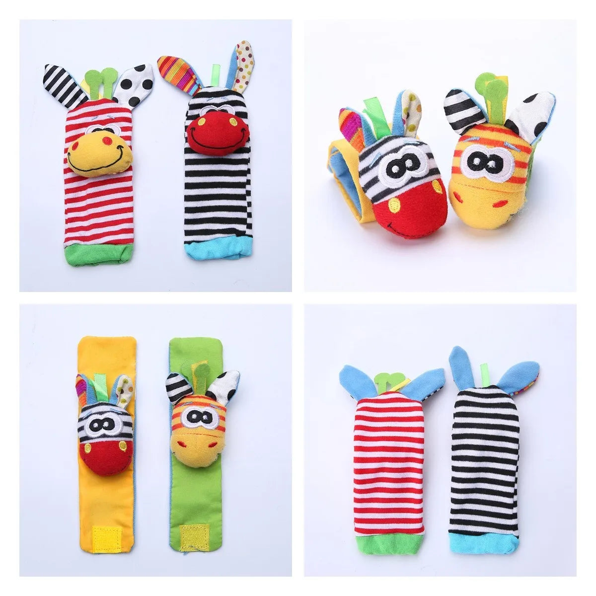 4pcs Infant Baby Wrist Rattle and Foot Socks