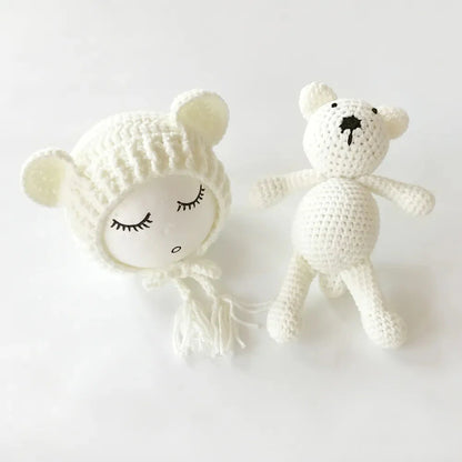 Bear and Baby Cap Newborn Photography Accessories