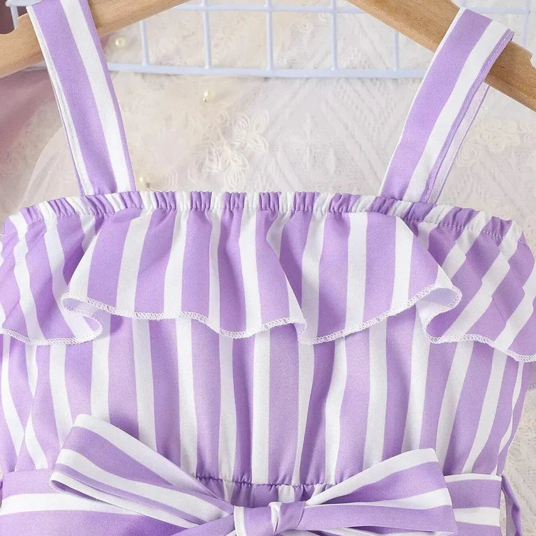 Baby Girls Purple Stripes Jumpsuit