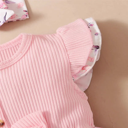 Baby Girl Pink Romper Dress & Headband