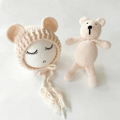 Bear and Baby Cap Newborn Photography Accessories