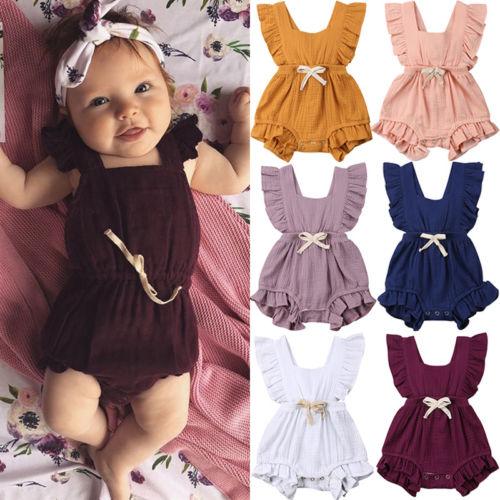 Cute Baby Girl Ruffle Romper 0-18M