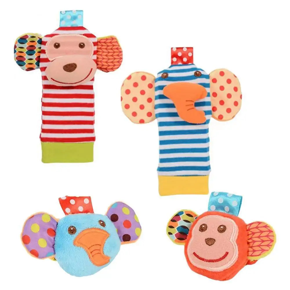 4pcs Infant Baby Wrist Rattle and Foot Socks