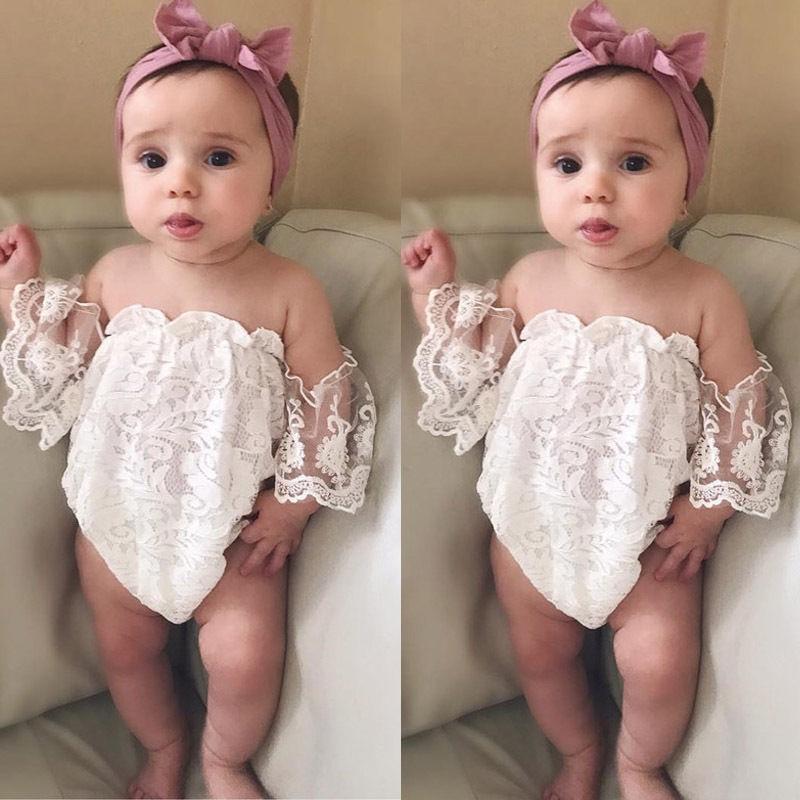 Off Shoulder Toddler Baby Girl Lace Romper