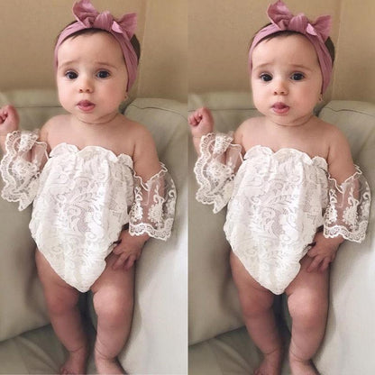 Off Shoulder Toddler Baby Girl Lace Romper