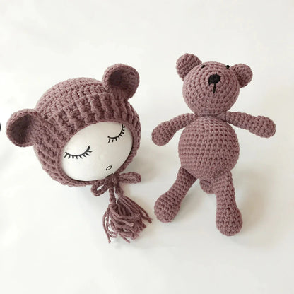 Bear and Baby Cap Newborn Photography Accessories