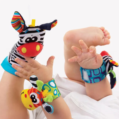 4pcs Infant Baby Wrist Rattle and Foot Socks