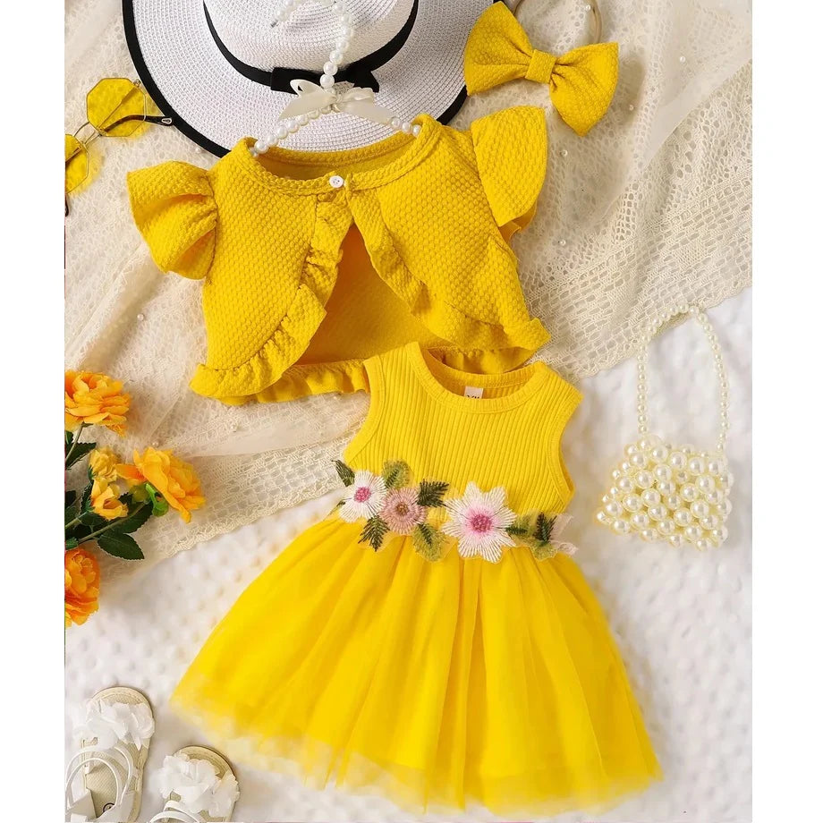 Adorable Baby Girl Jacket Dress Headband Set