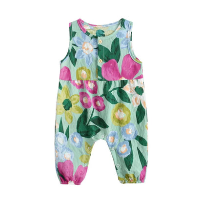 Baby Girls Sleeveless Jumpsuits