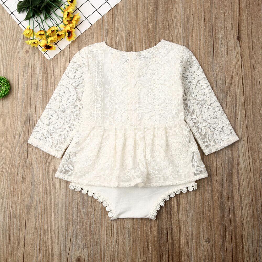 Baby Girl Long Sleeve Lace Rompers