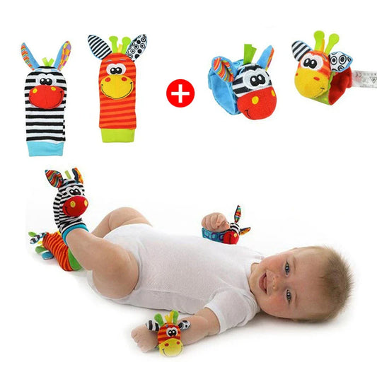 4pcs Infant Baby Wrist Rattle and Foot Socks