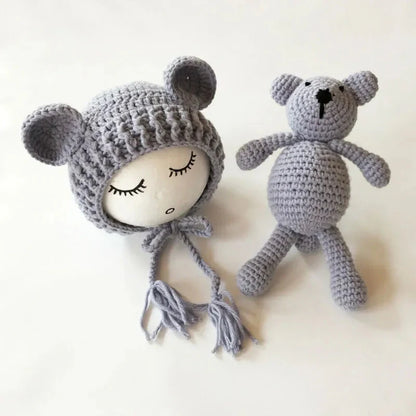 Bear and Baby Cap Newborn Photography Accessories